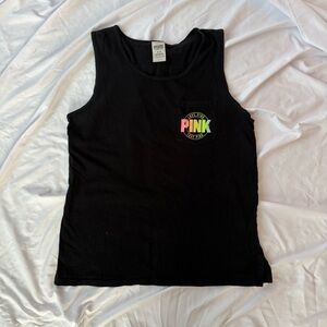 PINK Love Pink Black Muscle Tank Oversized Sz M